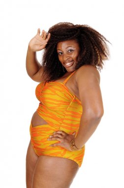Afrikalı kadın el feragat bikini.