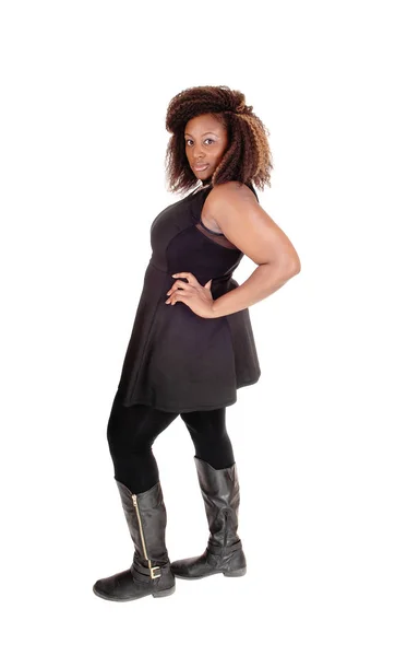 Posing young African woman in tights. — Stock Photo, Image