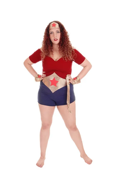 Frau im Super-Frauen-Outfit. — Stockfoto