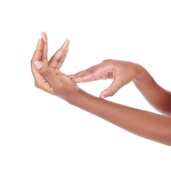 Elegant hands closeup over white — Stock Photo, Image