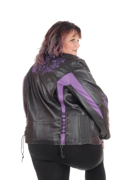 Big woman in jacket from the back — Stock Photo, Image