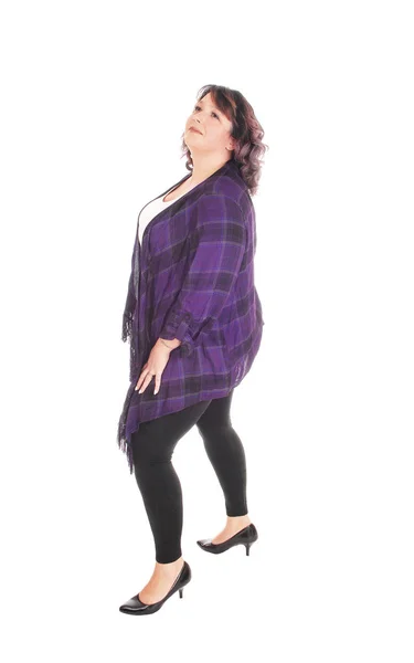 Full figured woman standing in profile — Stock Photo, Image