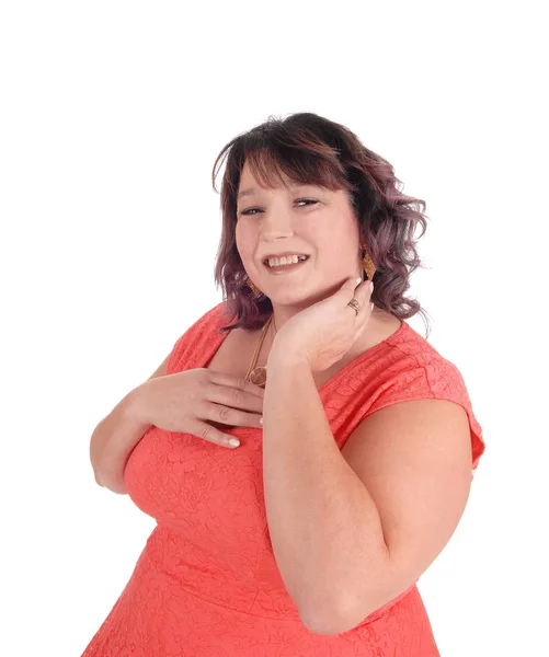 Portret van zware vrouw die lacht — Stockfoto