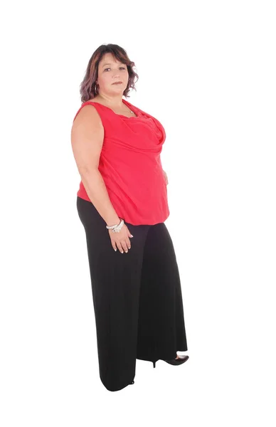 Big woman in her forties standing in profile — Stock Photo, Image