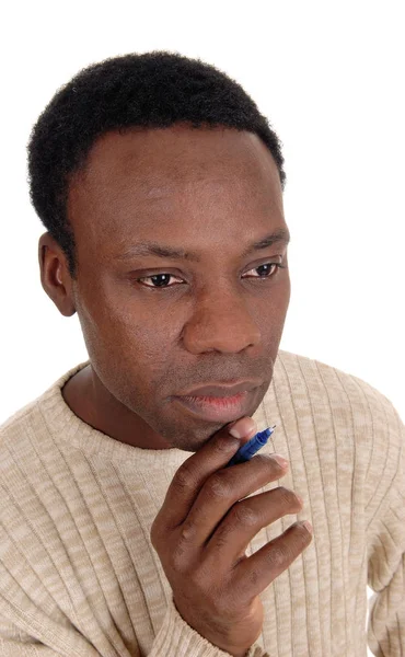 Close up portrait of African man looking thoughtful — Stock Photo, Image