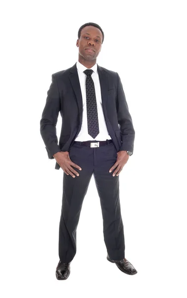 Afrykański mężczyzna stojący w garnitur i krawat — Zdjęcie stockowe