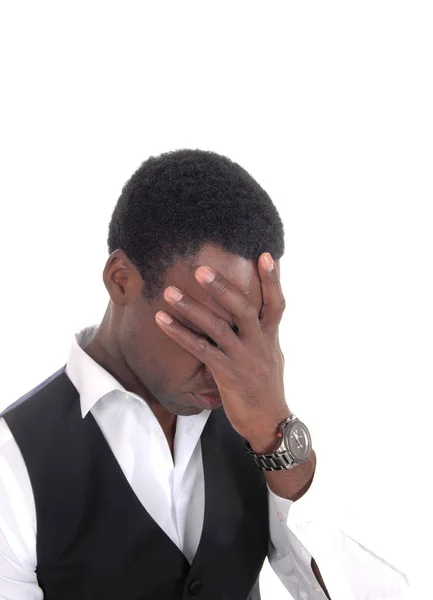Hombre negro cubriéndose la cara —  Fotos de Stock