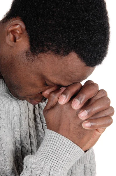 Praying African man with his hands folded — Stock Photo, Image