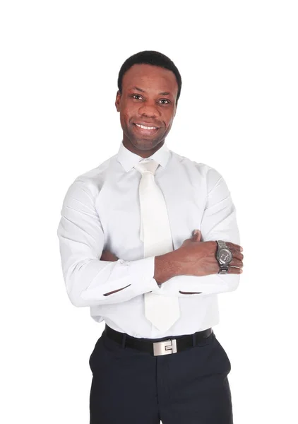 Hombre africano guapo en camisa blanca y corbata —  Fotos de Stock