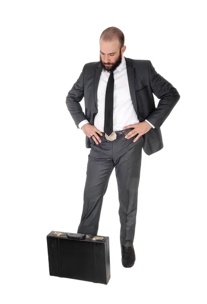 Businessman standing thinking looking down — Stock Photo, Image