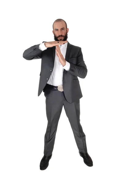 Tall young business man signing talking — Stock Photo, Image