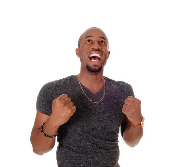 Boldog nevetést afro-amerikai férfi nyitott szájjal — Stock Fotó
