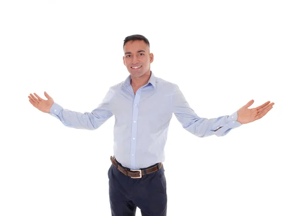 Young man standing with his arms open — Stock Photo, Image