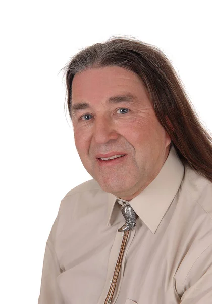 Retrato de hombre indígena de pelo largo — Foto de Stock