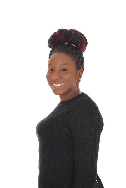 彼女の巻き毛を持つアフリカ系アメリカ人女性のクローズアップ画像 — ストック写真