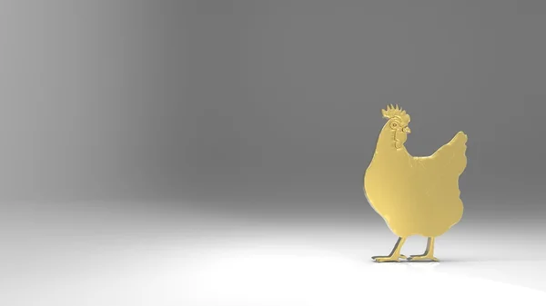 3d representación de pollo de oro agradable con fondo agradable — Foto de Stock