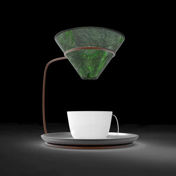 Kaffeetasse und Kaffeebohnen mit schöner Hintergrundfarbe — Stockfoto