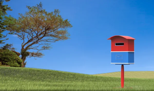 3D-Rendering-Mailbox mit schönem Hintergrundbild — Stockfoto