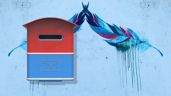 3D-Rendering-Mailbox mit schönem Hintergrundbild — Stockfoto