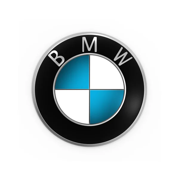 Renderowania 3D Bmw logo wydrukowane na papierze i na białym tle. BMW jest niemiecki producent samochodów — Zdjęcie stockowe