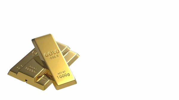 3d conjunto de renderização de barras de ouro isolado no fundo branco — Fotografia de Stock