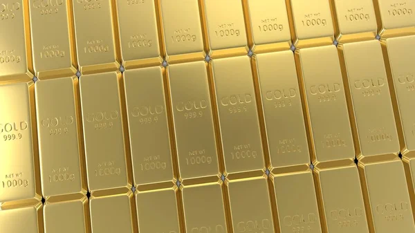 3d rendering set of gold bars isolated on white background — Stock Photo, Image