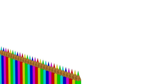 3D-Rendering von bunten Stiften mit schöner Hintergrundfarbe — Stockfoto