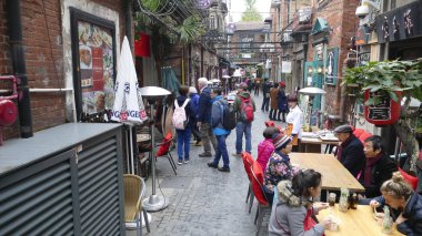 İyi bilinen bir turizm, Tian Zi Fang Street, Shanghai