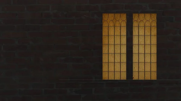 3D-Rendering der Wand mit Fenster und dem Licht aus dem Fenster — Stockfoto