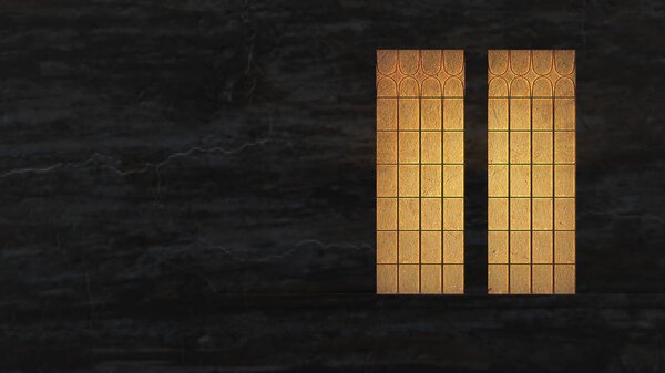 3D рендеринг стены с окном и светом из окна
