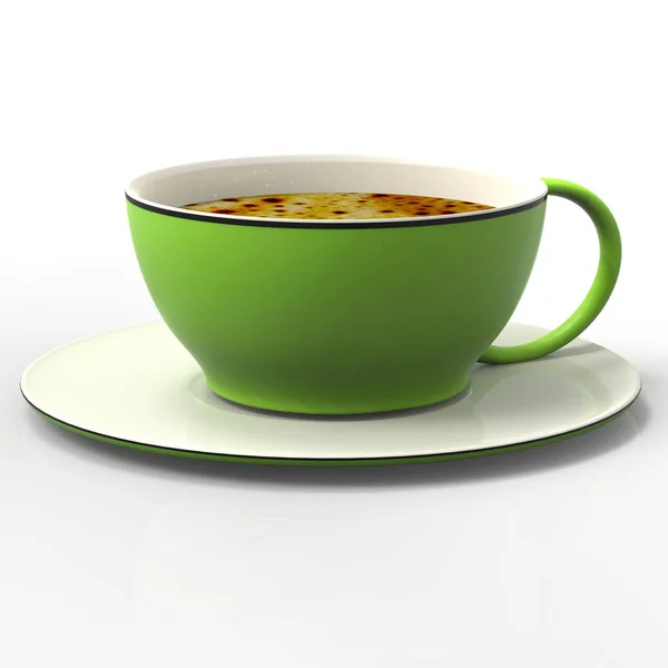 3D vykreslování kávy a pohár s pěknou barvou — Stock fotografie