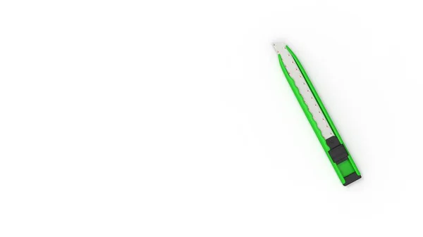 3d 渲染的很好的绿色工具 knofe 白色背景 — 图库照片