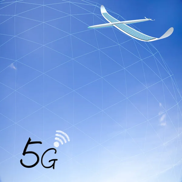 Rendering 3D della comunicazione 5G con un bello sfondo — Foto Stock