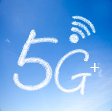 5g plus güzel arka plan ile sinyal iletişim simgesi