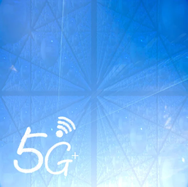 5g plus signál komunikace ikonu s pěkným pozadím — Stock fotografie