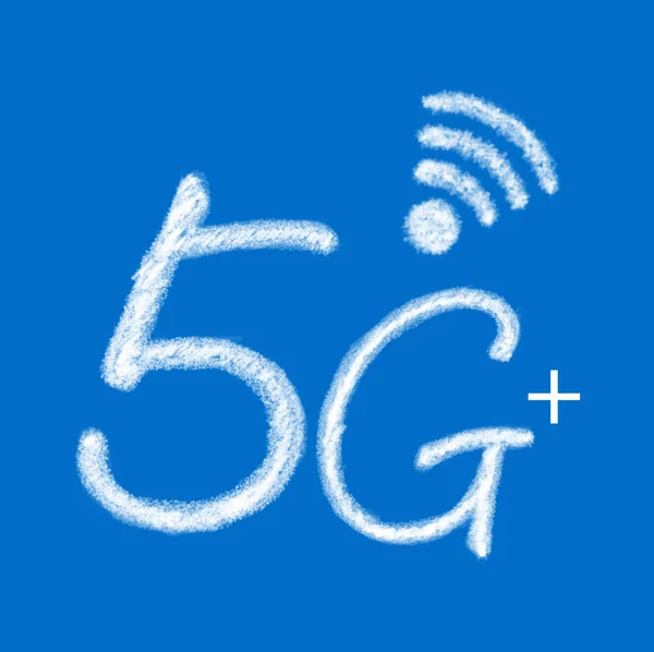 5 g 再加上漂亮的背景信号通信图标 — 图库照片