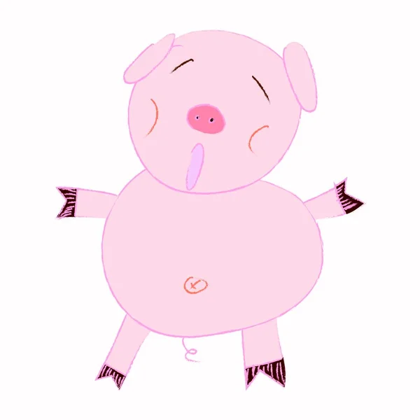 Crianças estilo bonito porco, porco alegre, vetor de porco engraçado — Fotografia de Stock