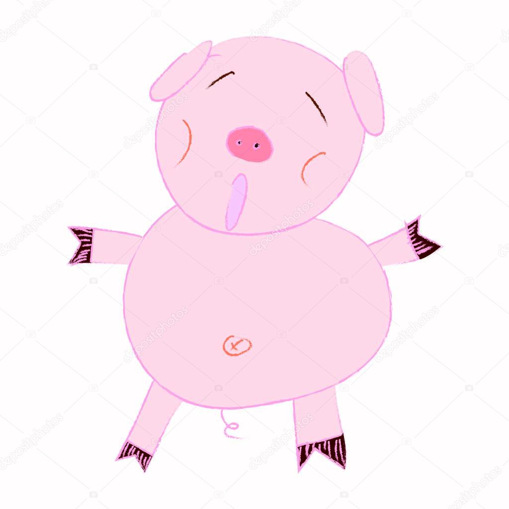 children style cute pig, Cheerful pig, Funny pig vector