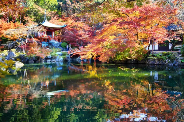 Reiziger reizen naar herfst bij daigoji tempel, Kyoto, Japan — Stockfoto