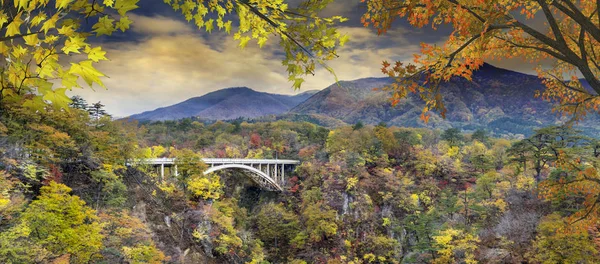 Japonya ve güzel mavi ve bulut b değil Gorge sonbahar renkleri