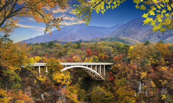 Japonya ve güzel mavi ve bulut b değil Gorge sonbahar renkleri