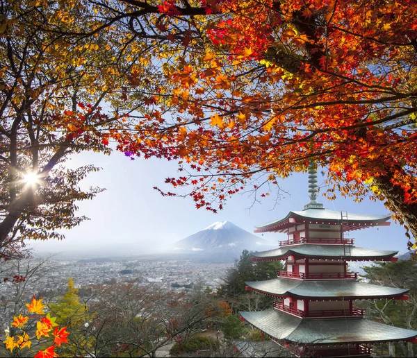 Imagerie de Mt. Fuji automne avec des feuilles d'érable rouge, Japon — Photo