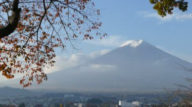 Mt. Fuji Imaging ile kırmızı akçaağaç sonbahar yaprakları, Japonya