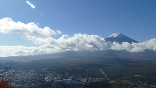 Imagiologia de Mt. Outono de Fuji com folhas vermelhas de bordo, Japão — Vídeo de Stock