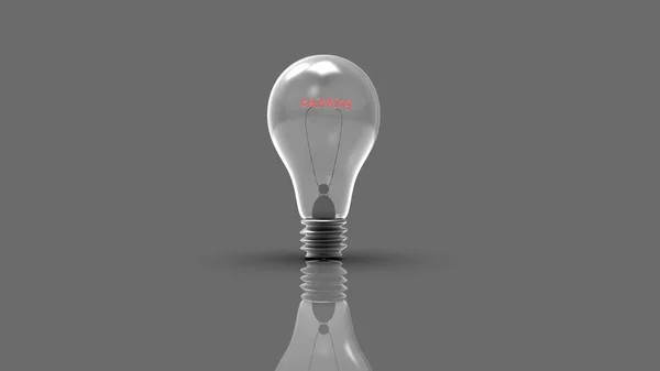 内部思考 workding とランプ電球アイコンの 3 d レンダリング — ストック写真