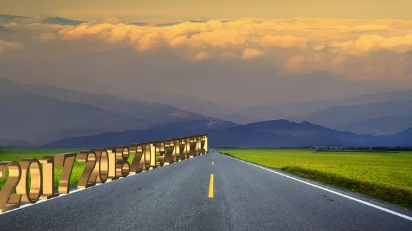 3D-rendering av långa vägen i bergen, panoramabild, Taiwan — Stockfoto