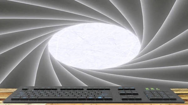 Normalt tangentbord framför den scence isolerade med vit — Stockfoto
