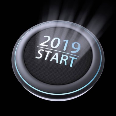 Yeni yıl 2019 mavi aydınlatma ile Btn basın ve başlatmak için