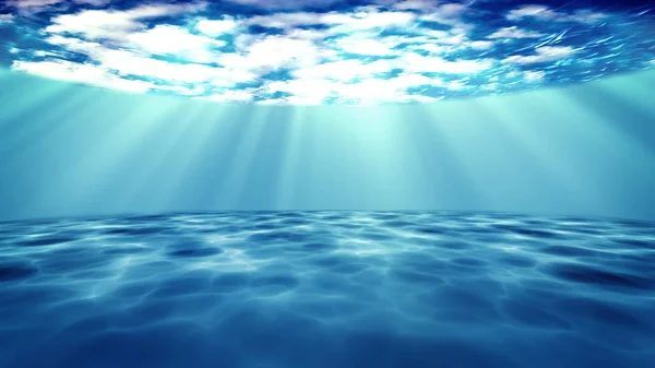 3D świadczonych światło promieni słonecznych pod wodą — Zdjęcie stockowe