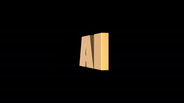 黒の背景を持つ3D Aiの文言の3Dレンダリング — ストック動画